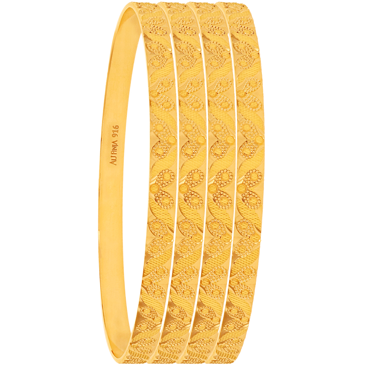 2.10 Size Set of 4pcs Bangles in 22K Gold Malani Jewelers