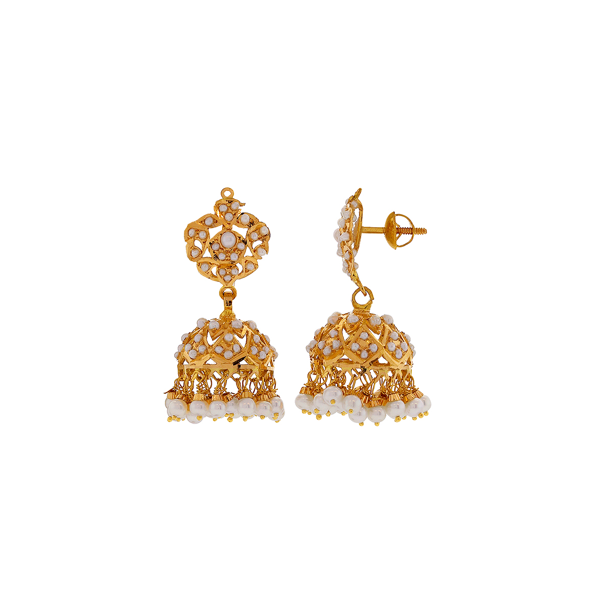 Malani Jewelers | Classic Pearl Jhumkha in 22K Gold