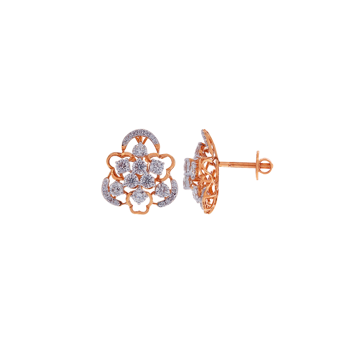 Senco Gold 14k (585) Rose Gold and Solitaire Stud Earrings for Women :  Amazon.in: Fashion