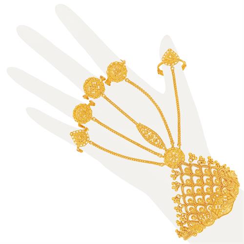 Bracelet Finger Ring Bangle Slave Chain Jewellery for Brides gold colour